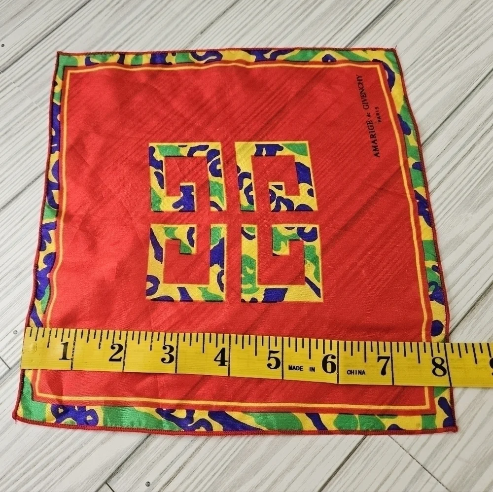 Givenchy Amarige Silk Scarf Made in France in Red and Yellow